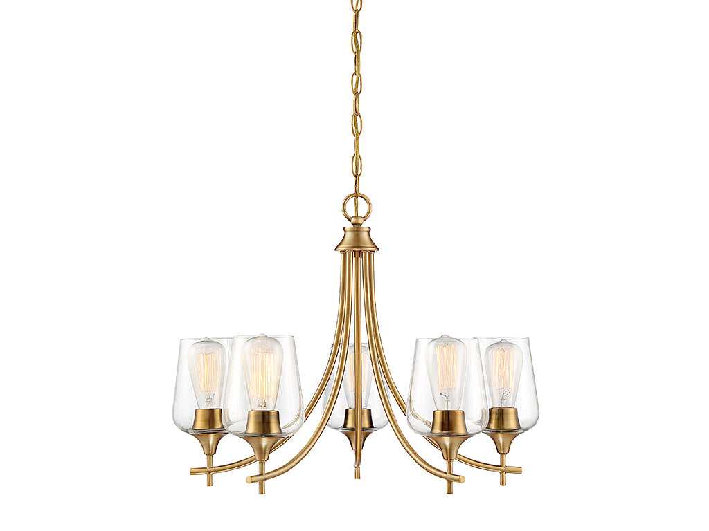 Octave Five Light Chandelier in Warm Brass Savoy House