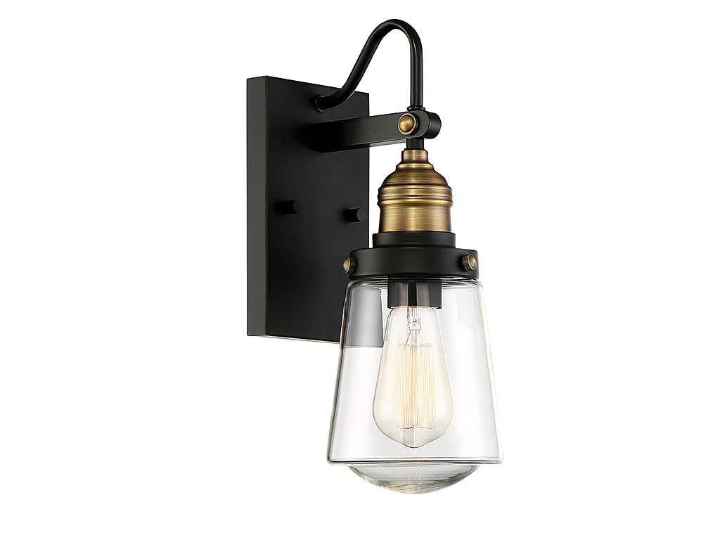 Macauley One Light Wall Mount in Vintage Black with Warm Brass Savoy House