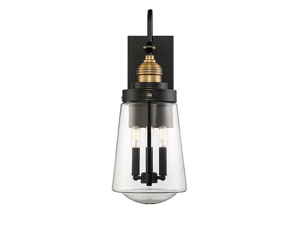 Macauley Three Light Wall Lantern in Vintage Black with Warm Brass Savoy House