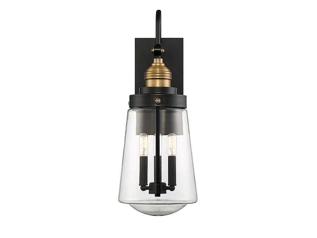 Savoy House - 5-2068-51 - Three Light Wall Lantern - Macauley - Vintage Black w/Warm Brass