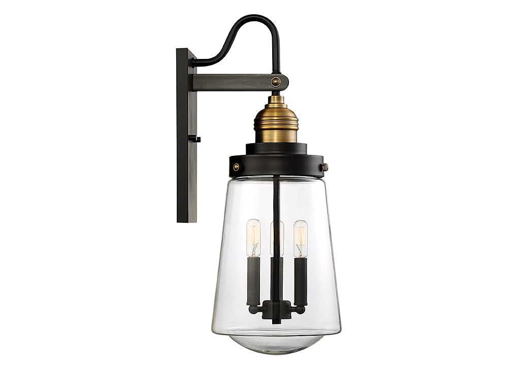 Savoy House - 5-2068-51 - Three Light Wall Lantern - Macauley - Vintage Black w/Warm Brass