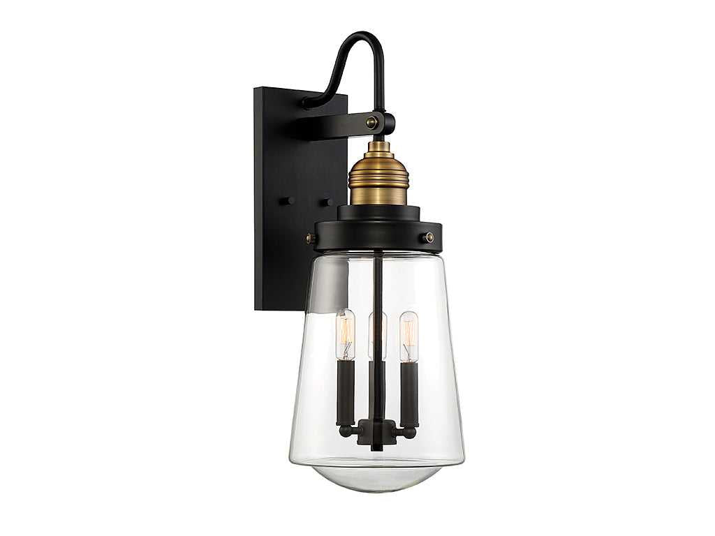 Macauley Three Light Wall Lantern in Vintage Black with Warm Brass Savoy House