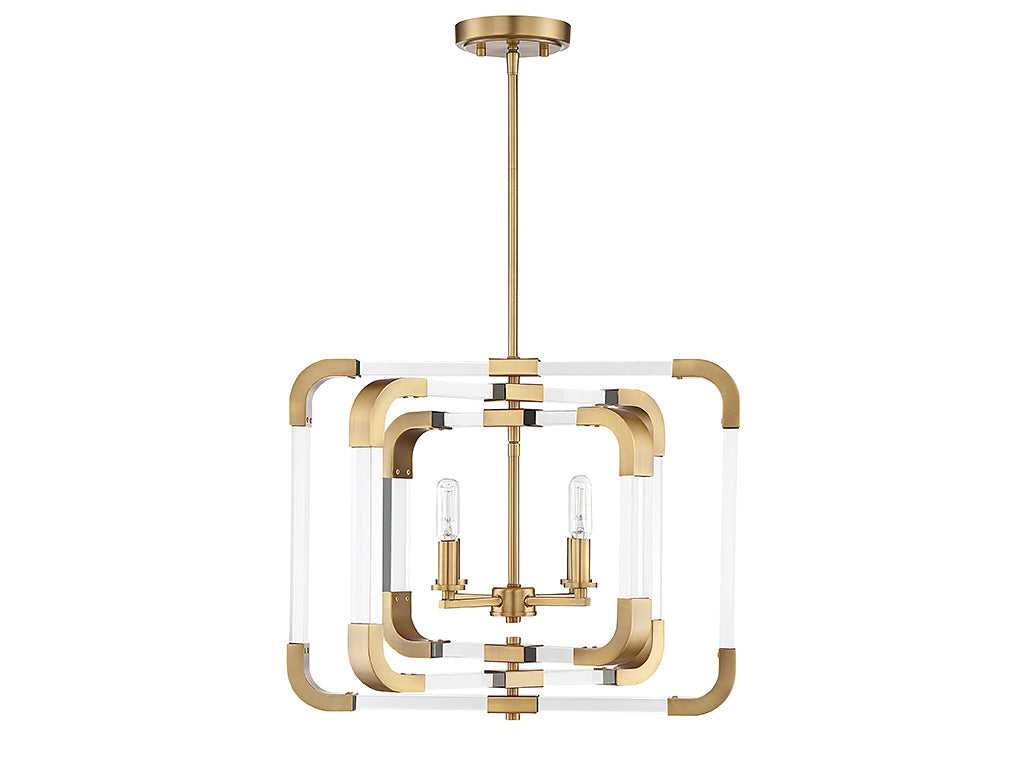Rotterdam Four Light Semi-Flush Mount in Warm Brass Savoy House