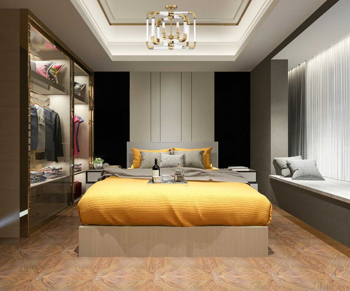 Rotterdam Four Light Semi-Flush Mount in Warm Brass Savoy House