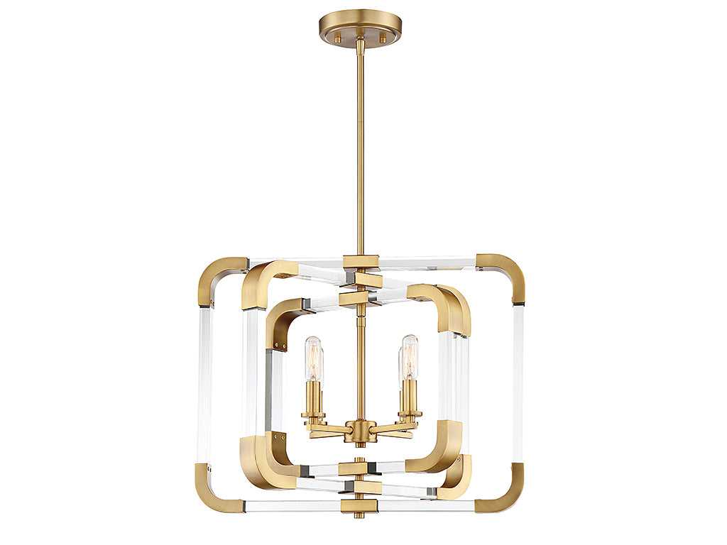 Rotterdam Four Light Semi-Flush Mount in Warm Brass Savoy House
