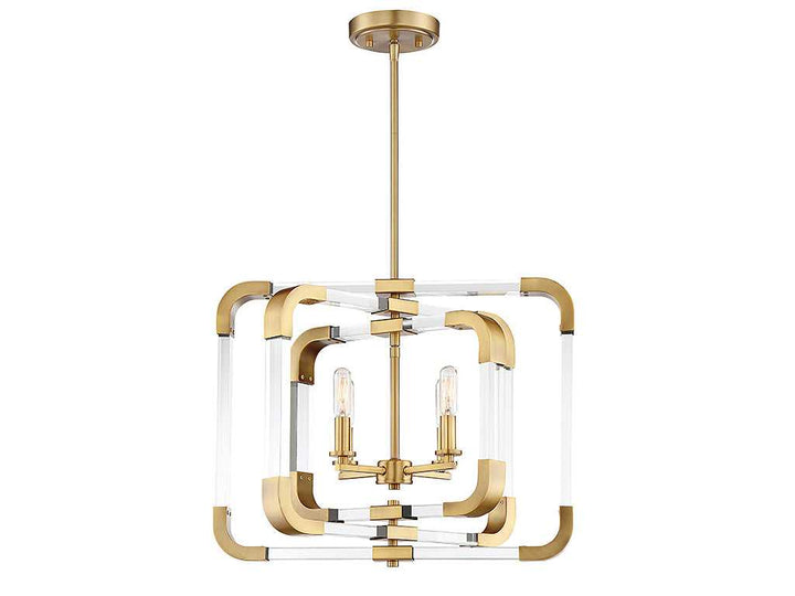 Rotterdam Four Light Semi-Flush Mount in Warm Brass Savoy House