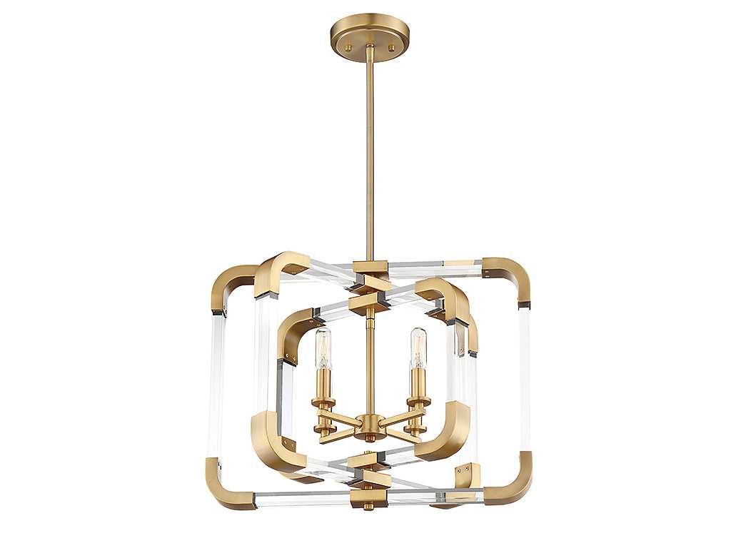 Rotterdam Four Light Semi-Flush Mount in Warm Brass Savoy House
