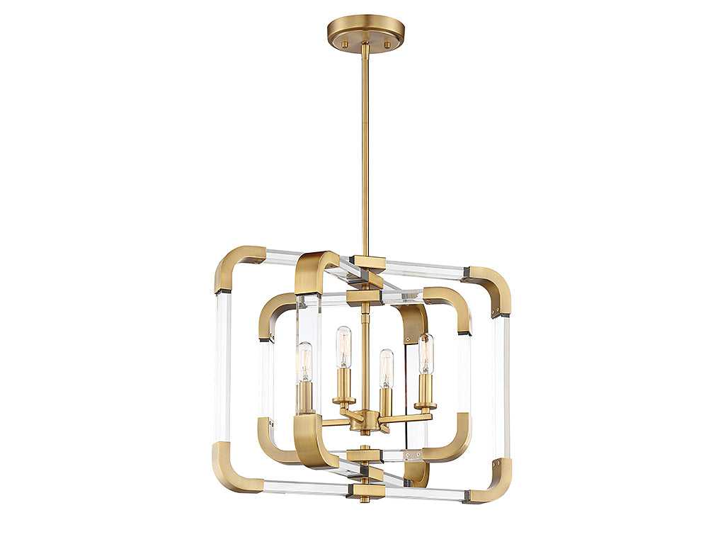 Rotterdam Four Light Semi-Flush Mount in Warm Brass Savoy House