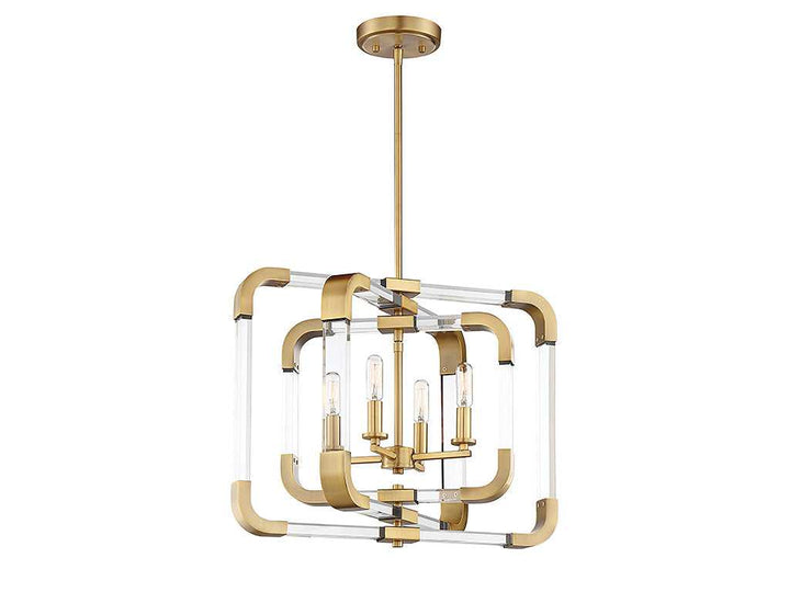 Rotterdam Four Light Semi-Flush Mount in Warm Brass Savoy House