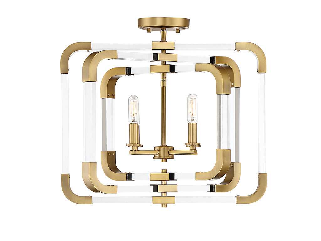 Rotterdam Four Light Semi-Flush Mount in Warm Brass Savoy House