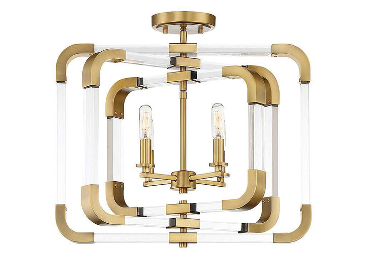 Rotterdam Four Light Semi-Flush Mount in Warm Brass Savoy House