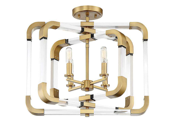 Rotterdam Four Light Semi-Flush Mount in Warm Brass Savoy House