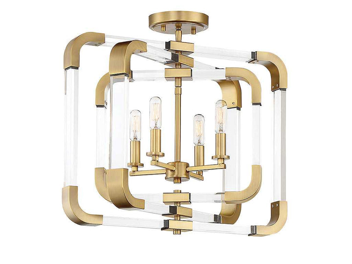 Rotterdam Four Light Semi-Flush Mount in Warm Brass Savoy House