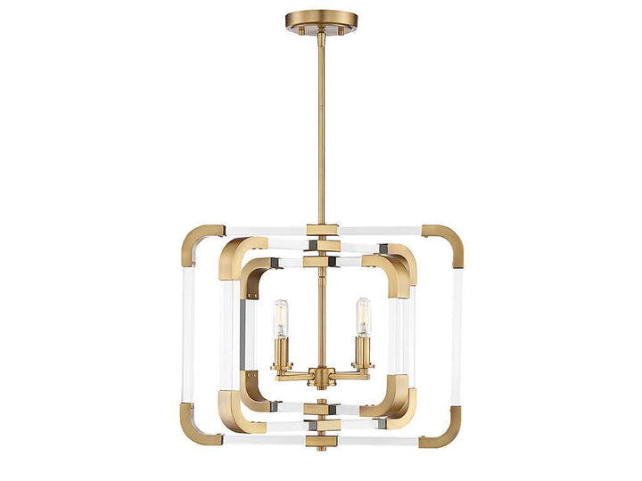 Rotterdam Four Light Semi-Flush Mount in Warm Brass Savoy House