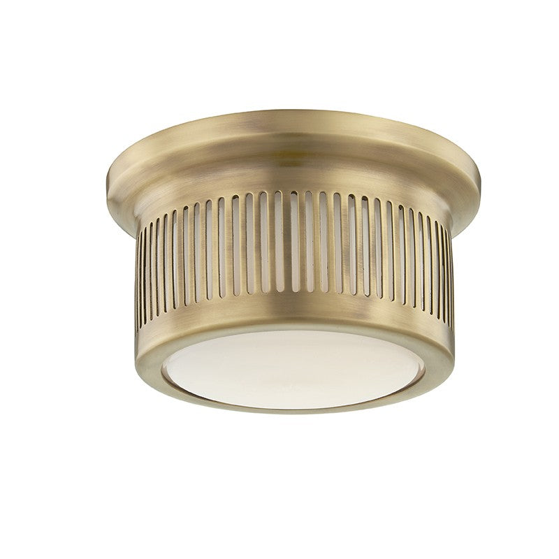 Bangor LED Flush Mount in Aged Brass - available from The Lighting Shoppe, trusted by Canadian homeowners