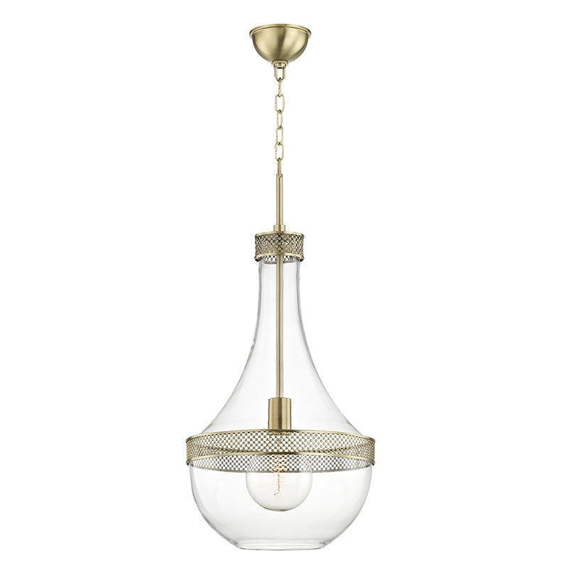 Hagen One Light Pendant in Aged Brass - available from The Lighting Shoppe, trusted by Canadian homeowners