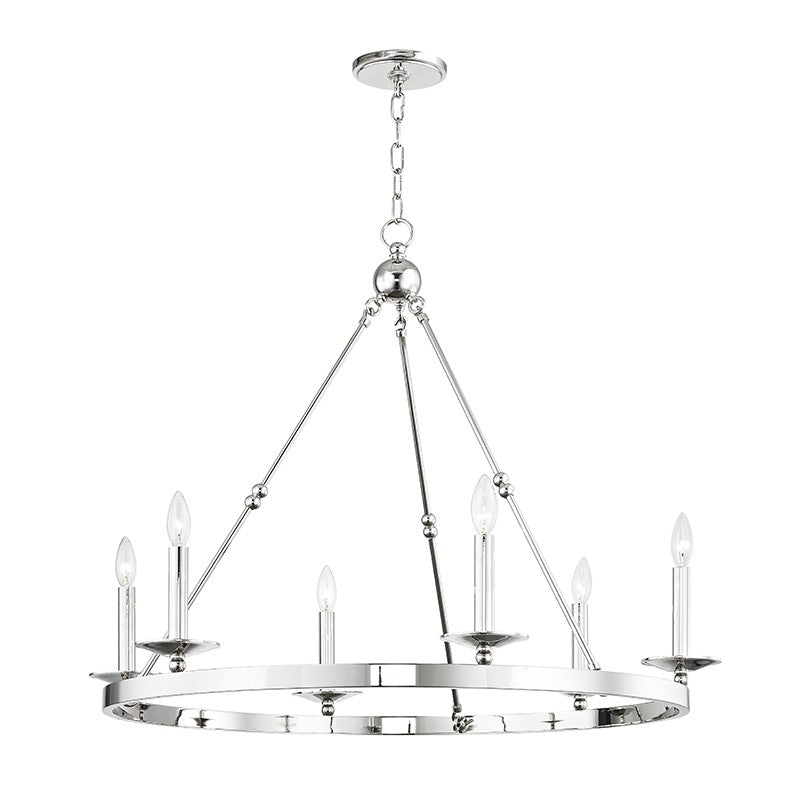 Allendale Six Light Chandelier in Polished Nickel - available from The Lighting Shoppe, trusted by Canadian homeowners
