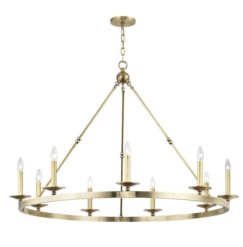 Allendale Nine Light Chandelier in Aged Brass - available from The Lighting Shoppe, trusted by Canadian homeowners