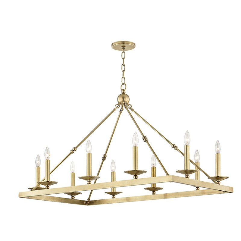 Allendale Ten Light Linear in Aged Brass - available from The Lighting Shoppe, trusted by Canadian homeowners