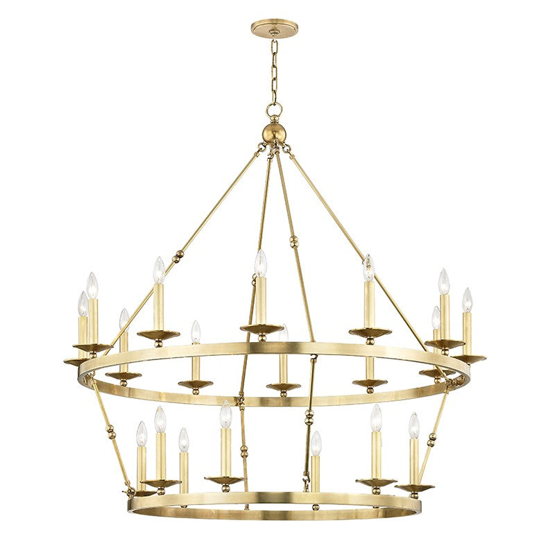Allendale 20 Light Chandelier in Aged Brass - available from The Lighting Shoppe, trusted by Canadian homeowners