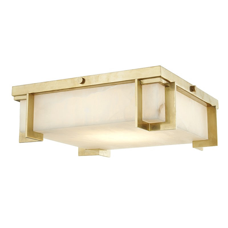 Delmar LED Flush Mount in Aged Brass - available from The Lighting Shoppe, trusted by Canadian homeowners