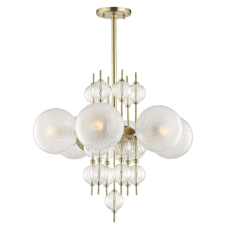 Calypso Six Light Chandelier in Aged Brass - available from The Lighting Shoppe, trusted by Canadian homeowners