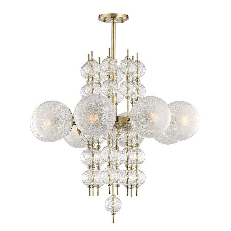 Calypso Eight Light Chandelier in Aged Brass - available from The Lighting Shoppe, trusted by Canadian homeowners