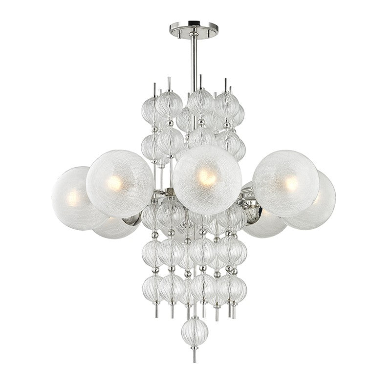 Calypso Eight Light Chandelier in Polished Nickel - available from The Lighting Shoppe, trusted by Canadian homeowners