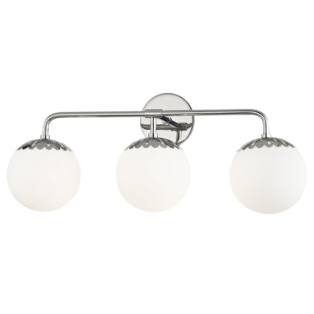 Paige Three Light Bath and Vanity in Polished Nickel - available from The Lighting Shoppe, trusted by Canadian homeowners