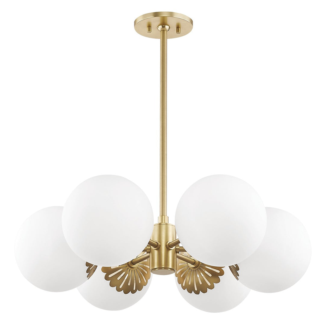 Paige Six Light Chandelier in Aged Brass - available from The Lighting Shoppe, trusted by Canadian homeowners