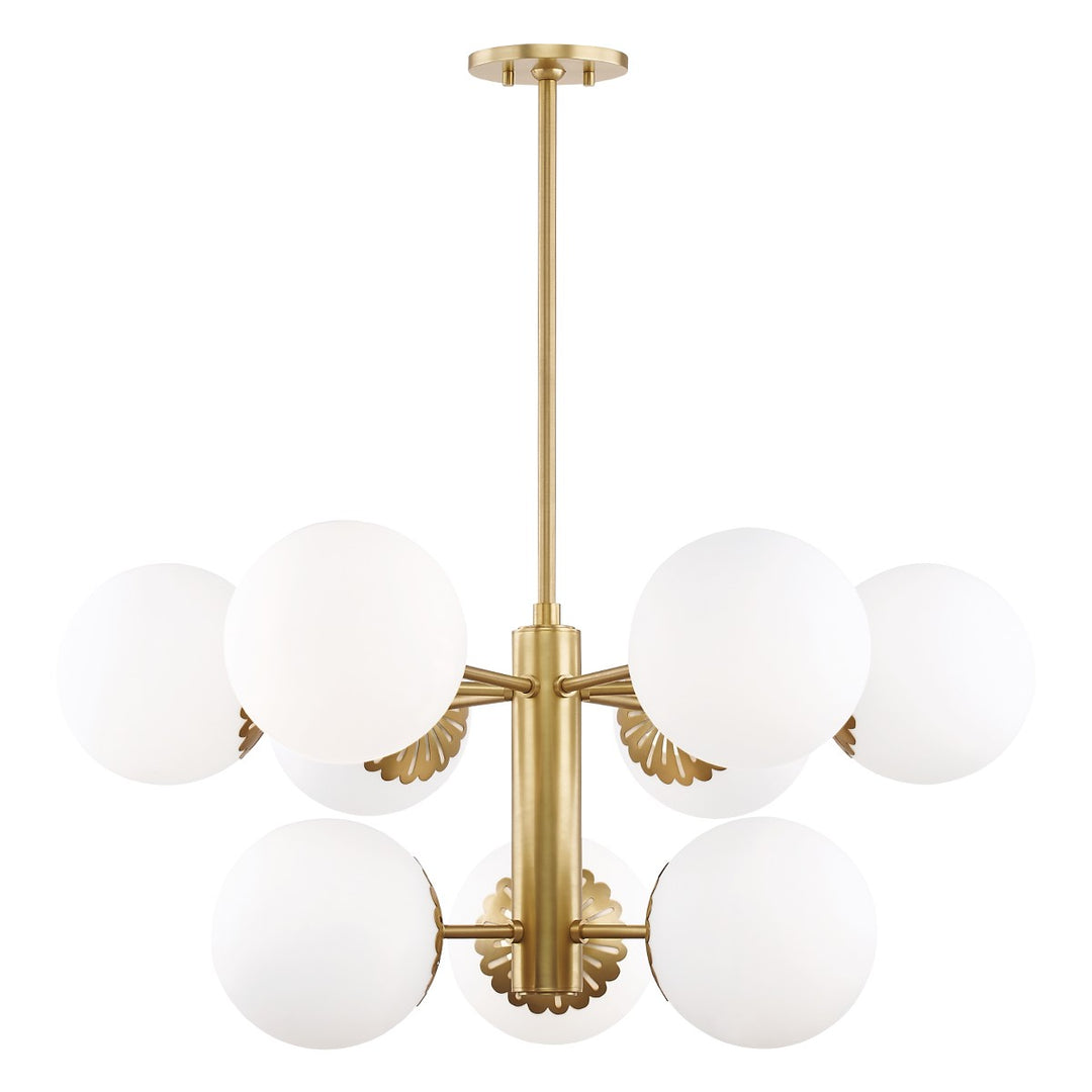 Paige Nine Light Chandelier in Aged Brass - available from The Lighting Shoppe, trusted by Canadian homeowners