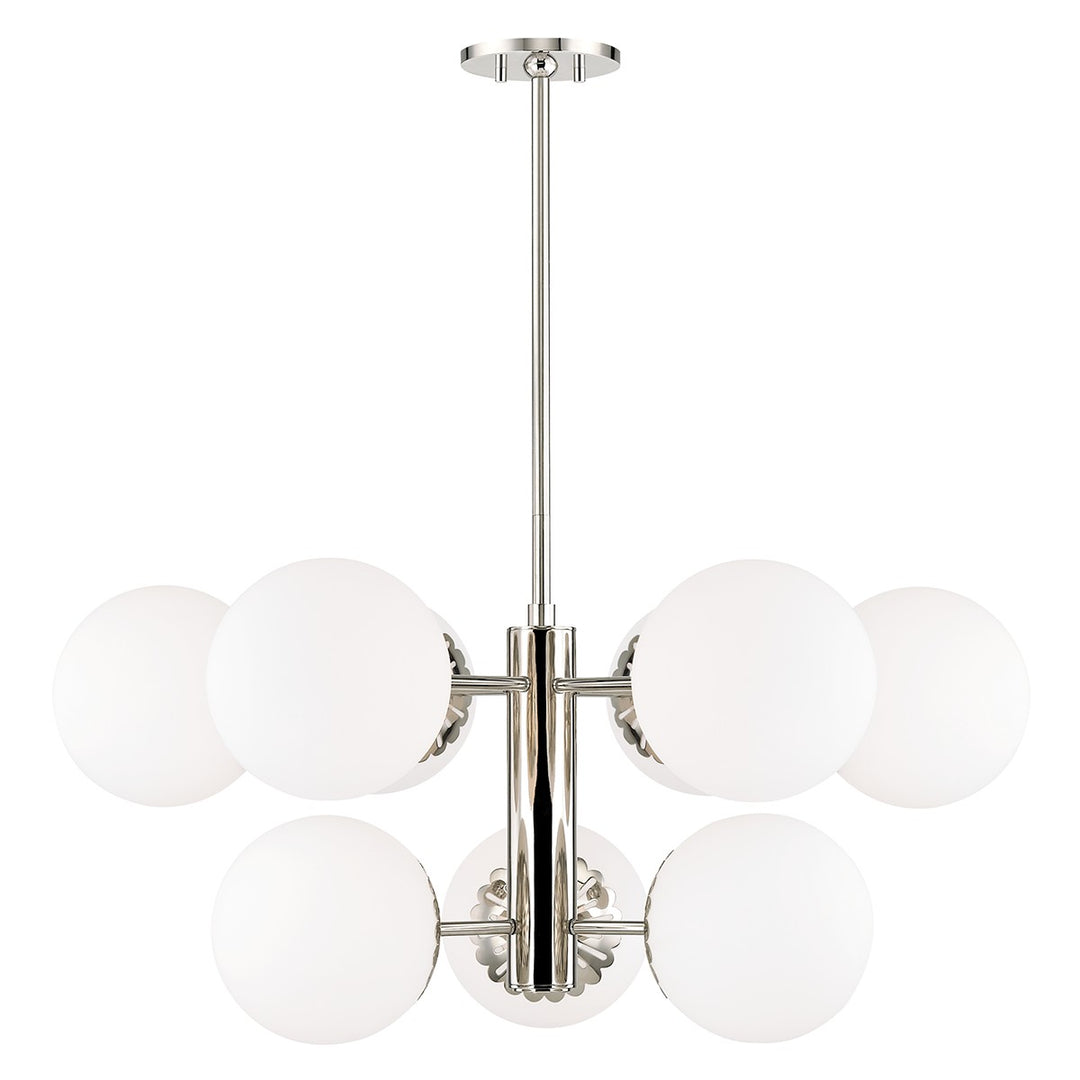 Paige Nine Light Chandelier in Polished Nickel - available from The Lighting Shoppe, trusted by Canadian homeowners