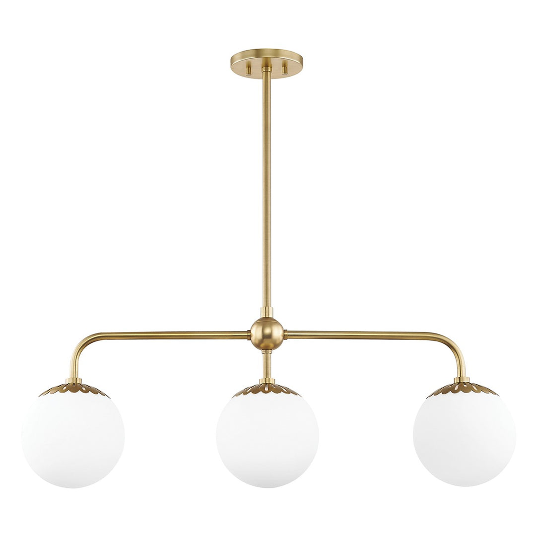 Paige Three Light Linear in Aged Brass - available from The Lighting Shoppe, trusted by Canadian homeowners