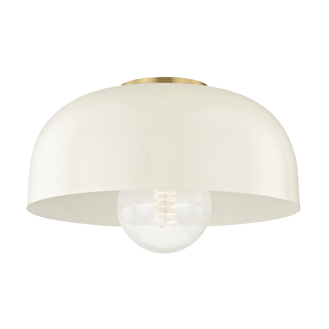 Avery One Light Flush Mount in Aged Brass/Cream - available from The Lighting Shoppe, trusted by Canadian homeowners
