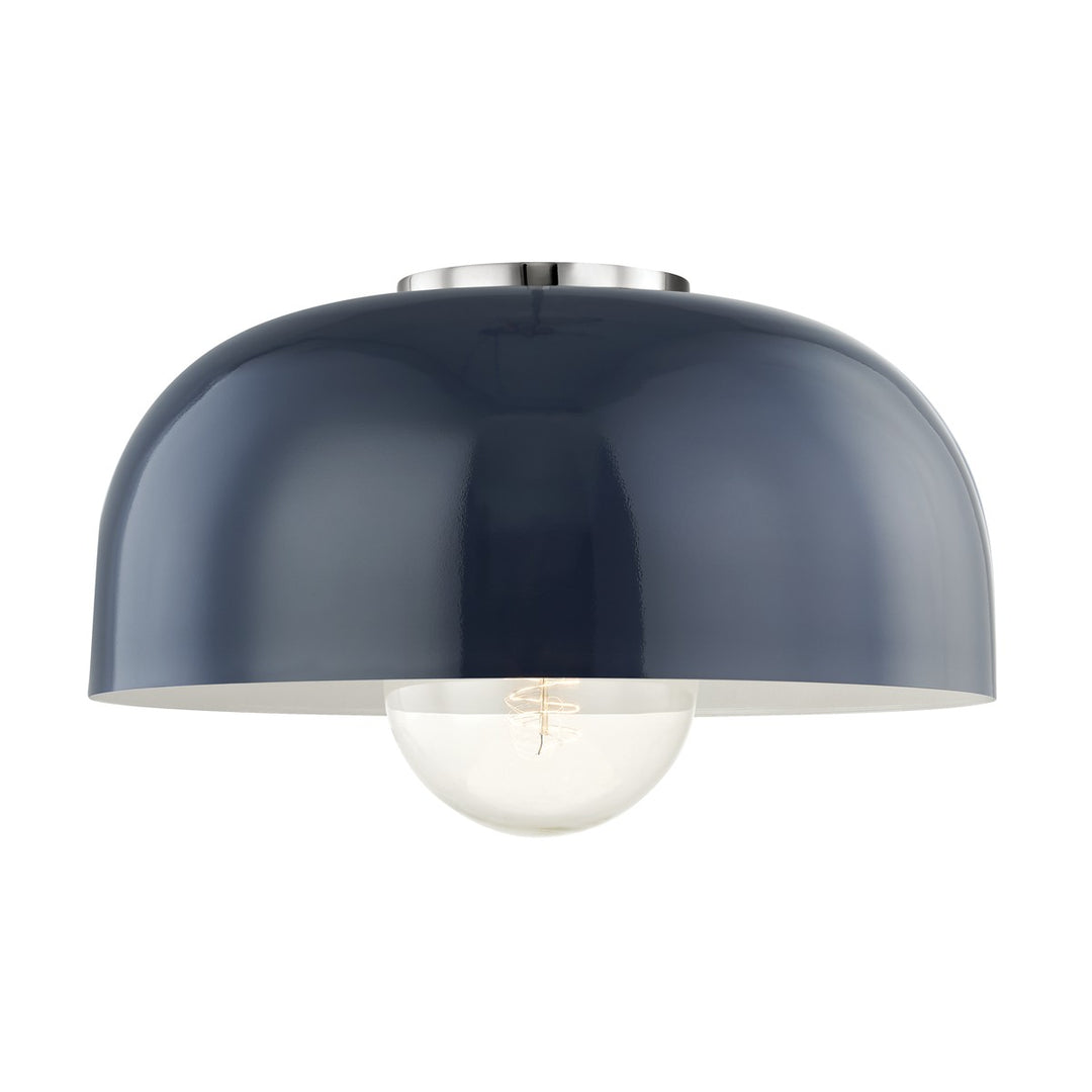Avery One Light Flush Mount in Polished Nickel/Navy - available from The Lighting Shoppe, trusted by Canadian homeowners