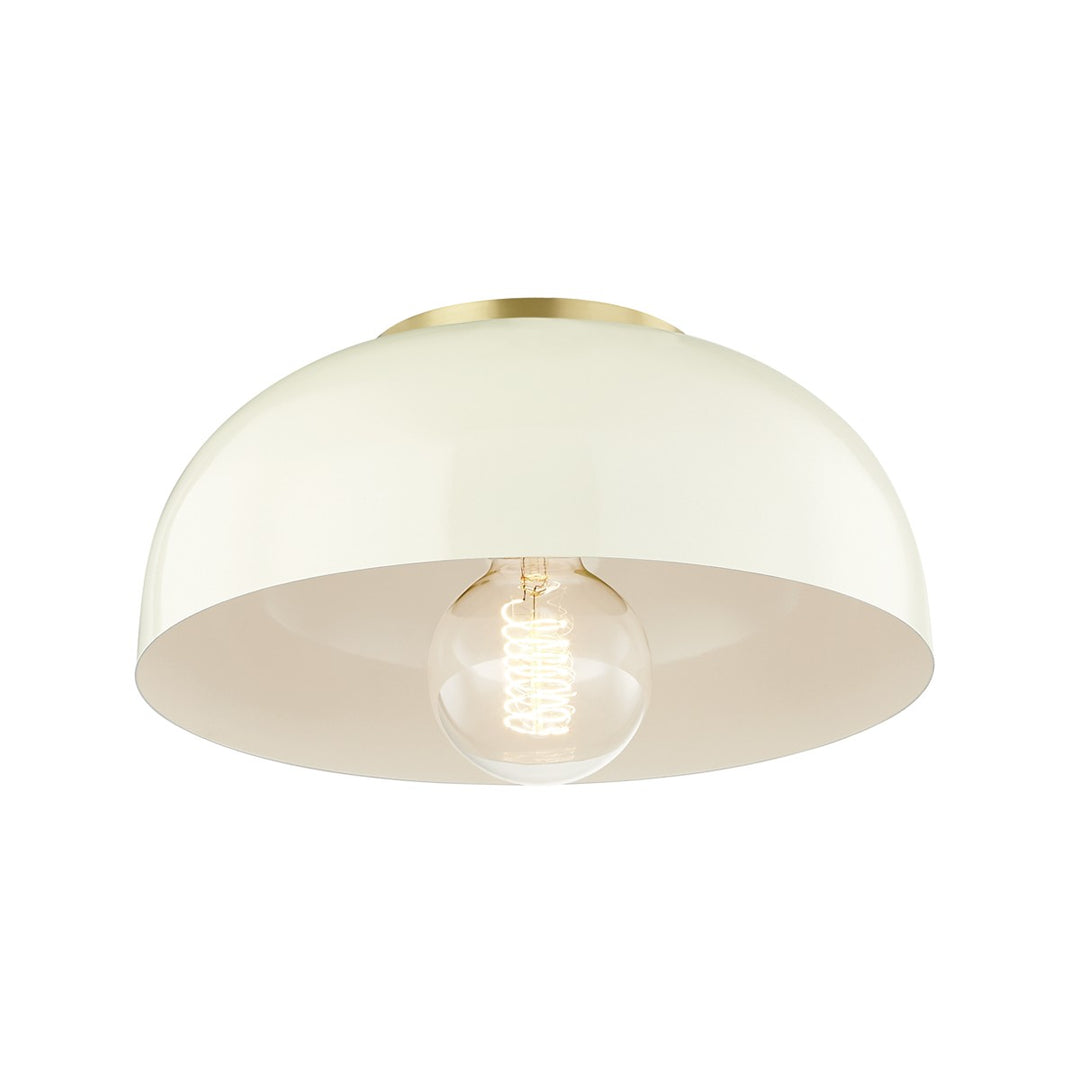 Avery One Light Flush Mount in Aged Brass/Cream - available from The Lighting Shoppe, trusted by Canadian homeowners