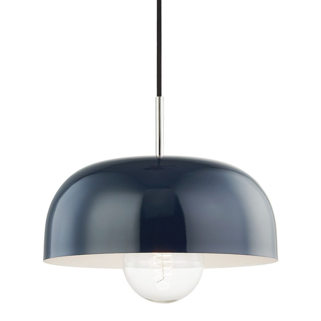 Avery One Light Pendant in Polished Nickel/Navy - available from The Lighting Shoppe, trusted by Canadian homeowners