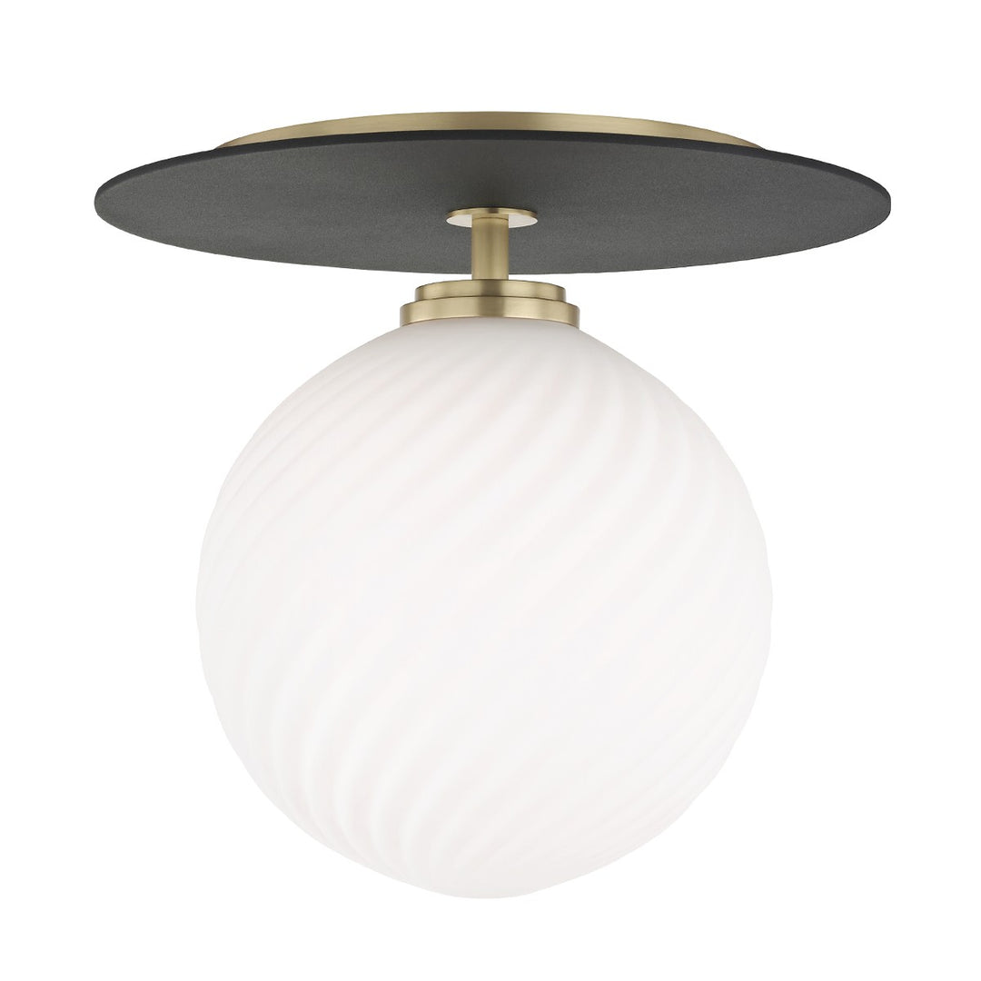 Ellis LED Semi Flush Mount in Aged Brass/Black - available from The Lighting Shoppe, trusted by Canadian homeowners