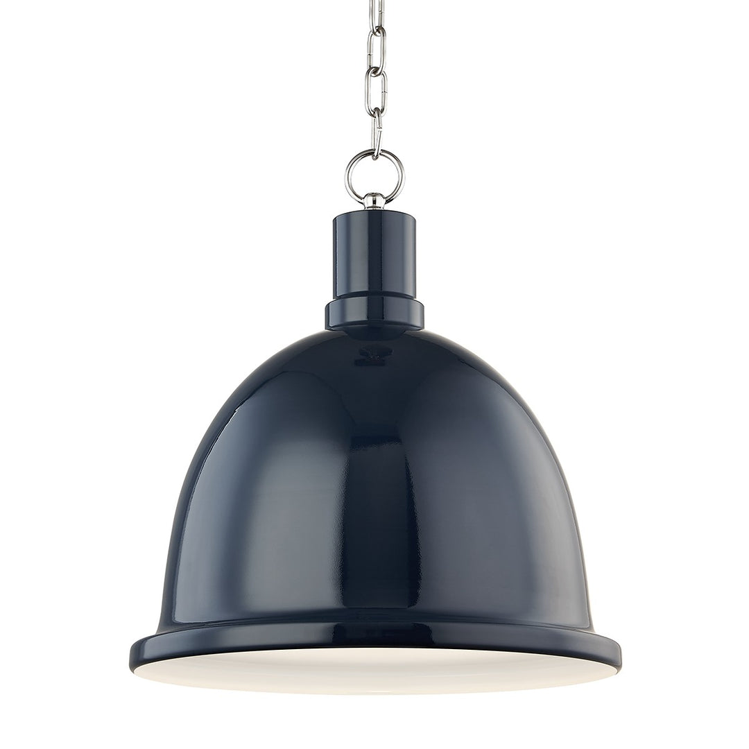 Blair One Light Pendant in Polished Nickel/Navy - available from The Lighting Shoppe, trusted by Canadian homeowners