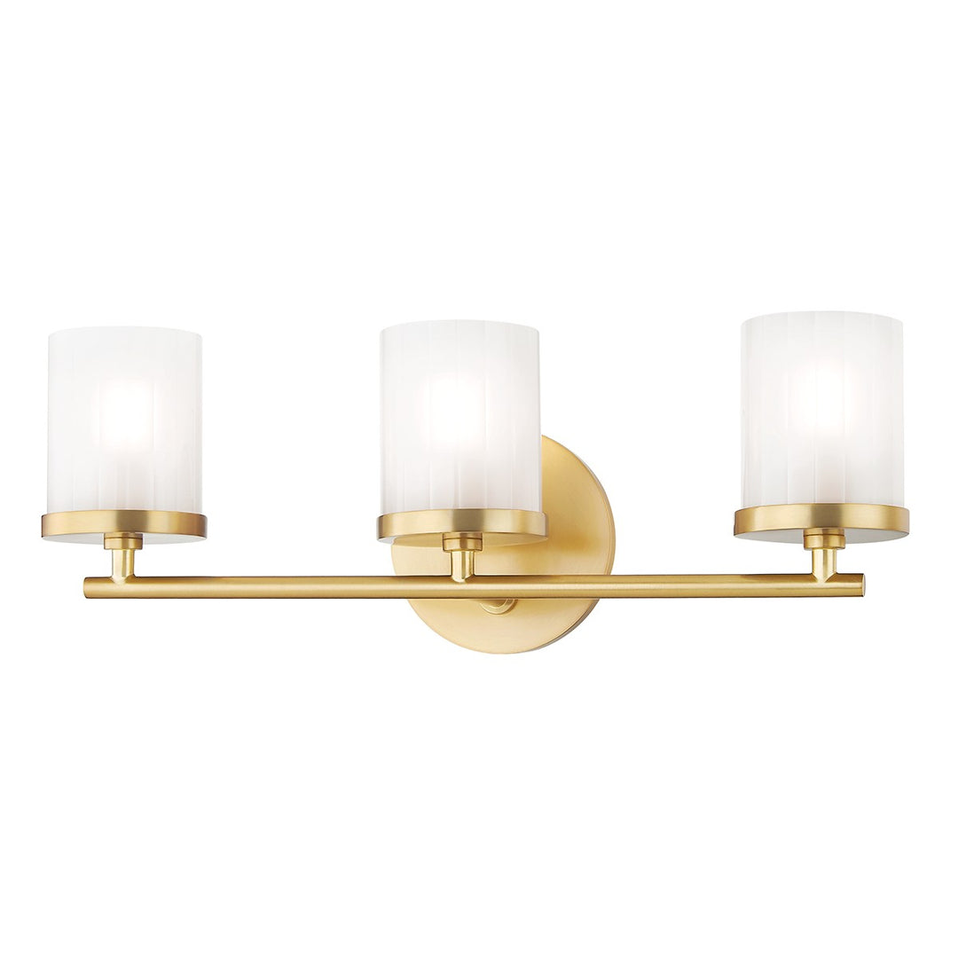 Ryan Three Light Bath and Vanity in Aged Brass - available from The Lighting Shoppe, trusted by Canadian homeowners
