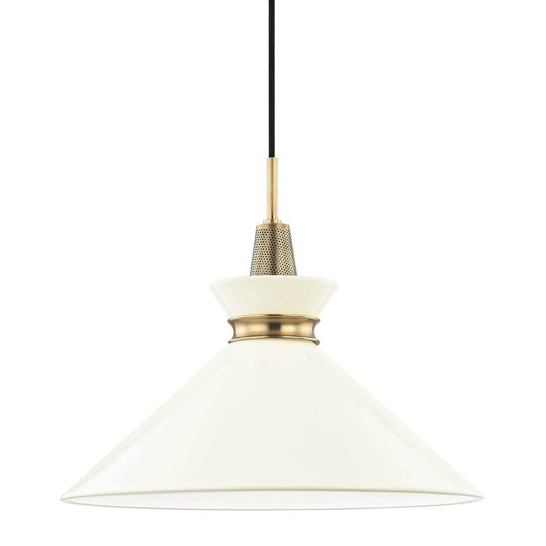 Kiki One Light Pendant in Aged Brass/Cream - available from The Lighting Shoppe, trusted by Canadian homeowners