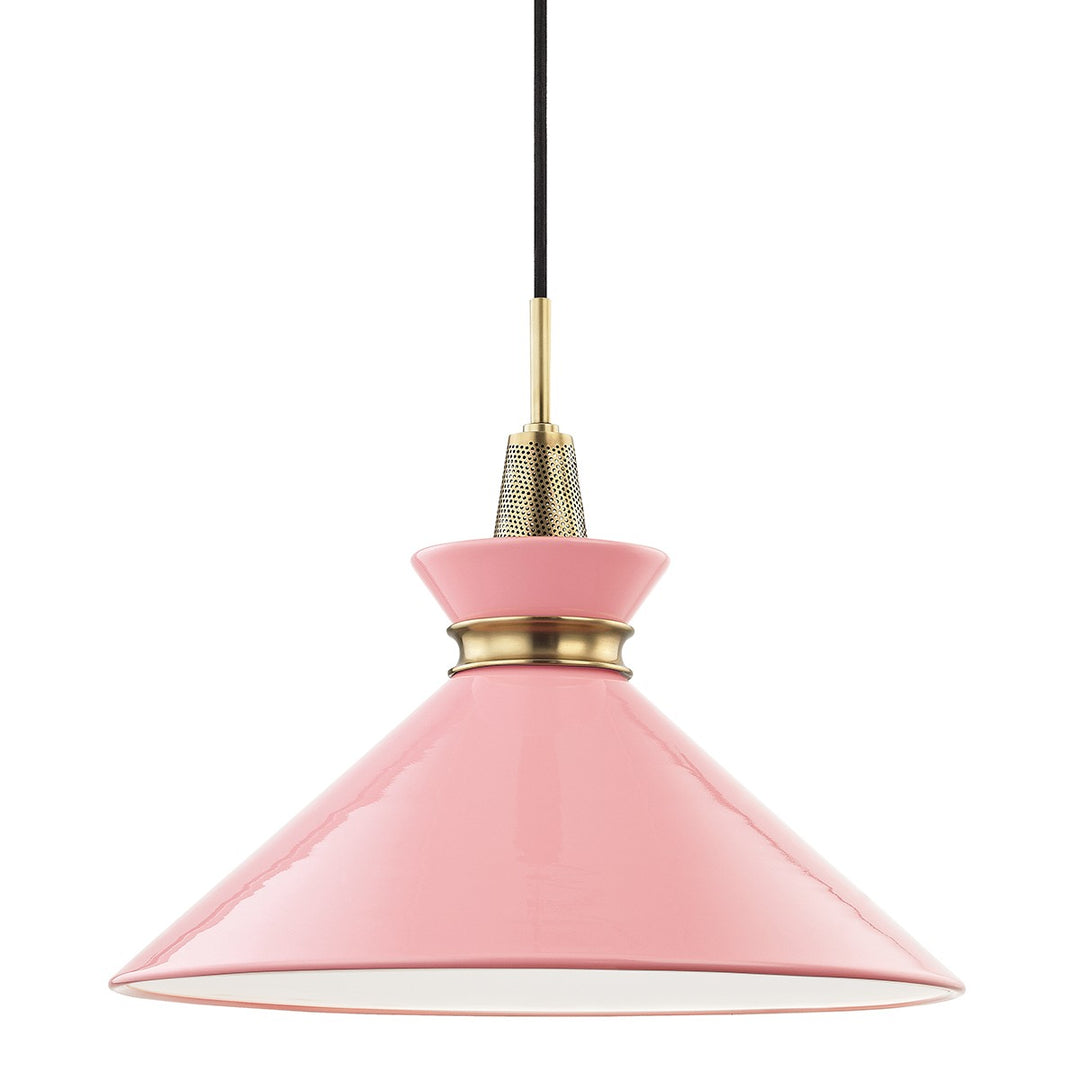 Kiki One Light Pendant in Aged Brass/Pink - available from The Lighting Shoppe, trusted by Canadian homeowners
