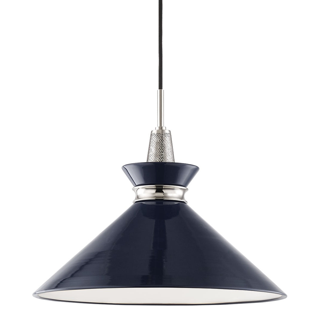 Kiki One Light Pendant in Polished Nickel/Navy - available from The Lighting Shoppe, trusted by Canadian homeowners
