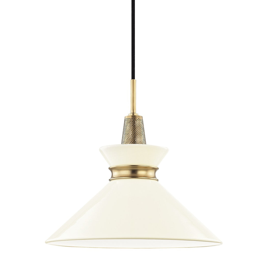 Kiki One Light Pendant in Aged Brass/Cream - available from The Lighting Shoppe, trusted by Canadian homeowners