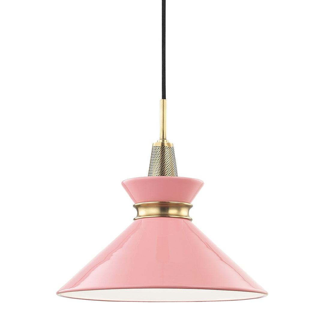 Kiki One Light Pendant in Aged Brass/Pink - available from The Lighting Shoppe, trusted by Canadian homeowners