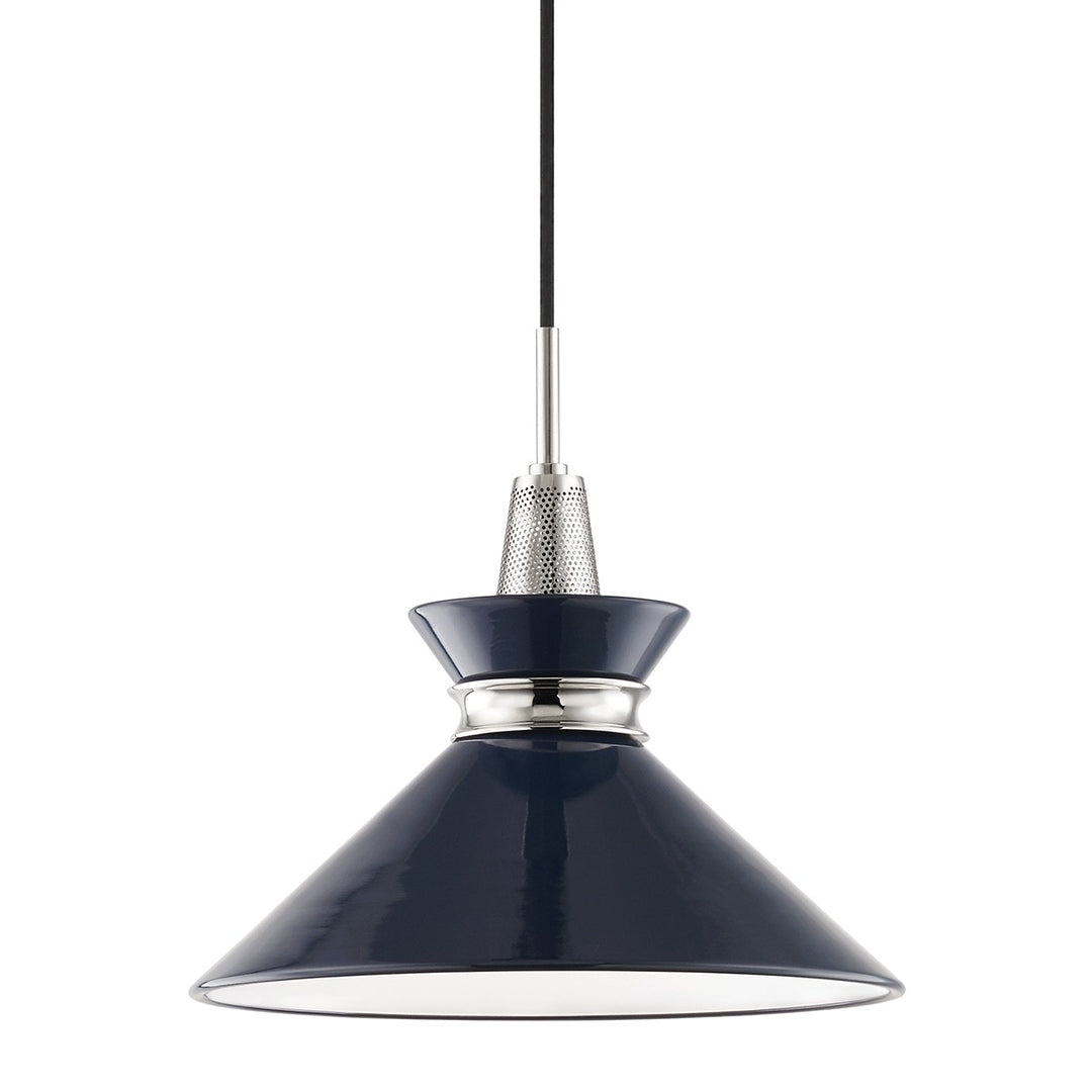 Kiki One Light Pendant in Polished Nickel/Navy - available from The Lighting Shoppe, trusted by Canadian homeowners