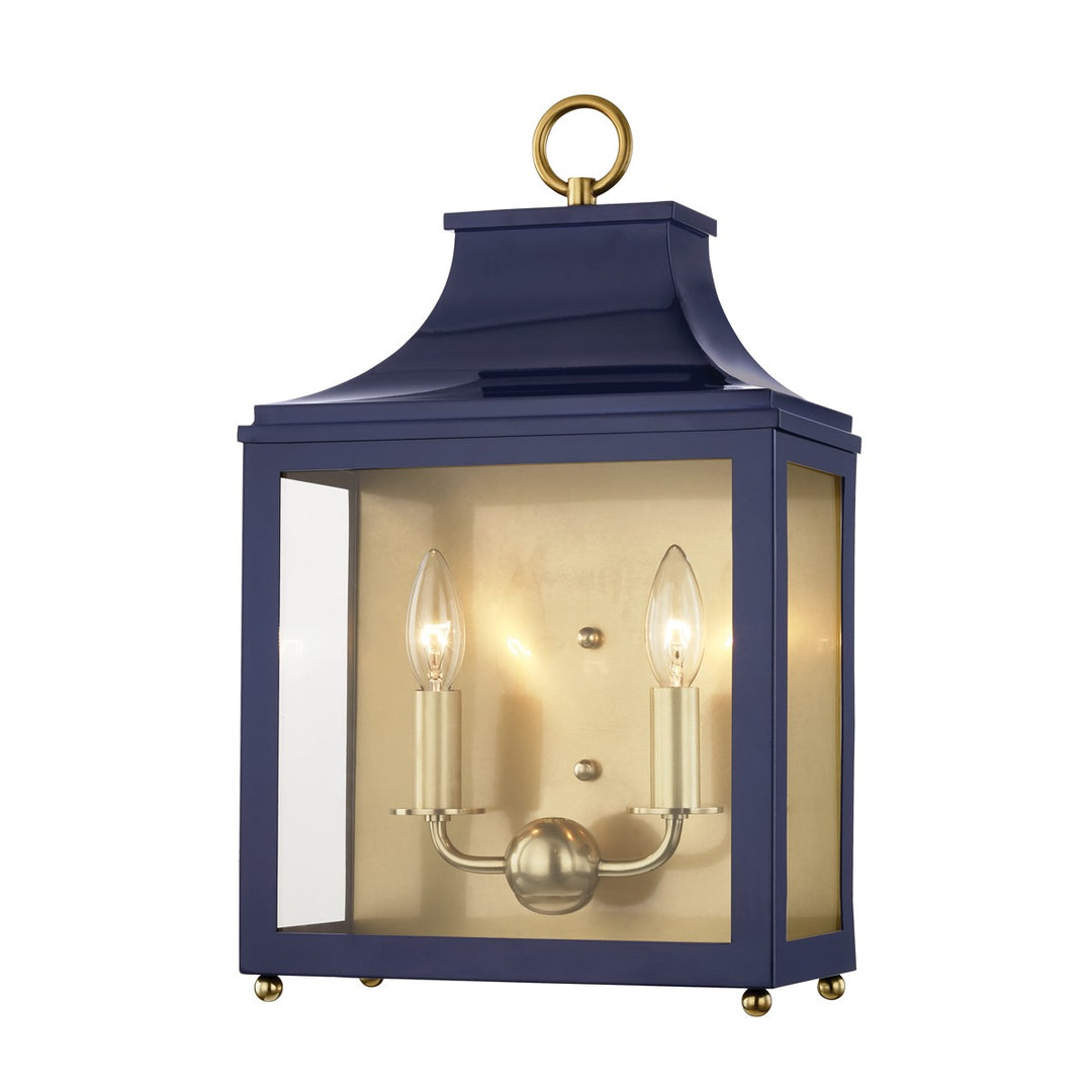 Leigh Two Light Wall Sconce in Aged Brass/Navy - available from The Lighting Shoppe, trusted by Canadian homeowners