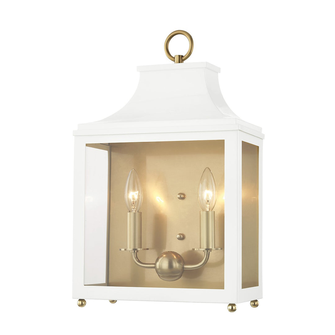 Leigh Two Light Wall Sconce in Aged Brass/Soft Off White - available from The Lighting Shoppe, trusted by Canadian homeowners