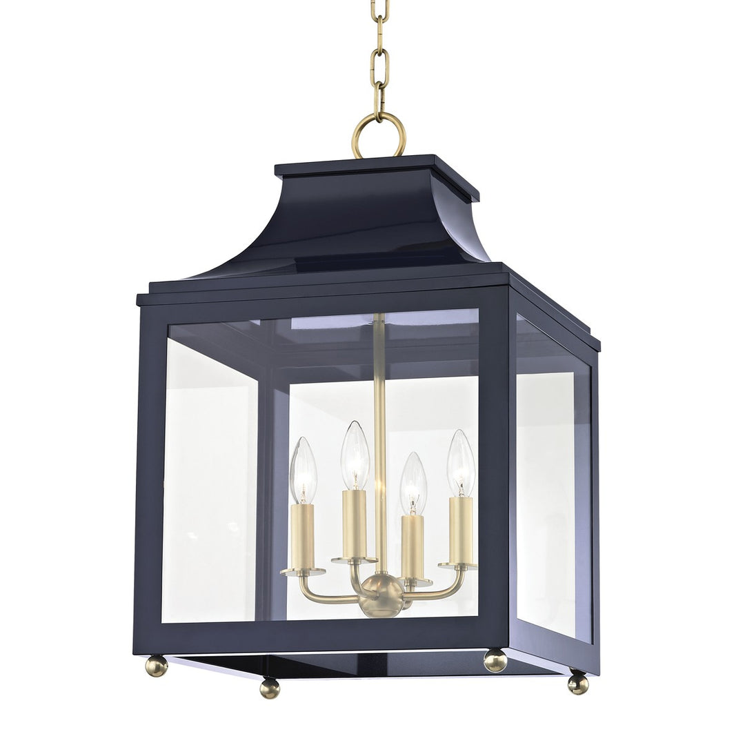 Leigh Four Light Lantern in Aged Brass/Navy - available from The Lighting Shoppe, trusted by Canadian homeowners