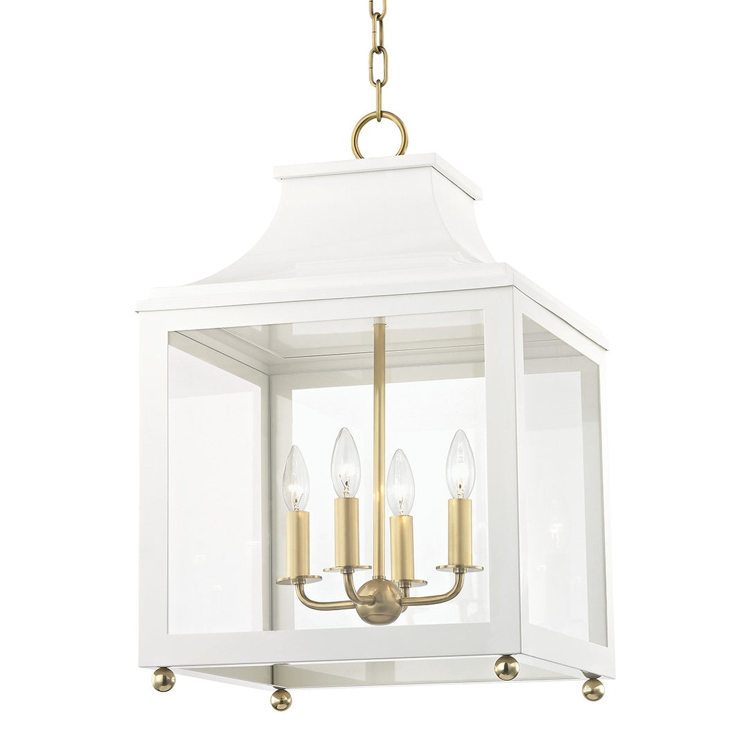 Leigh Four Light Lantern in Aged Brass/Soft Off White - available from The Lighting Shoppe, trusted by Canadian homeowners